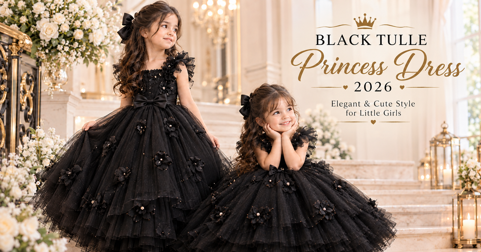 Beautiful Black Tulle Princess Dress 2026