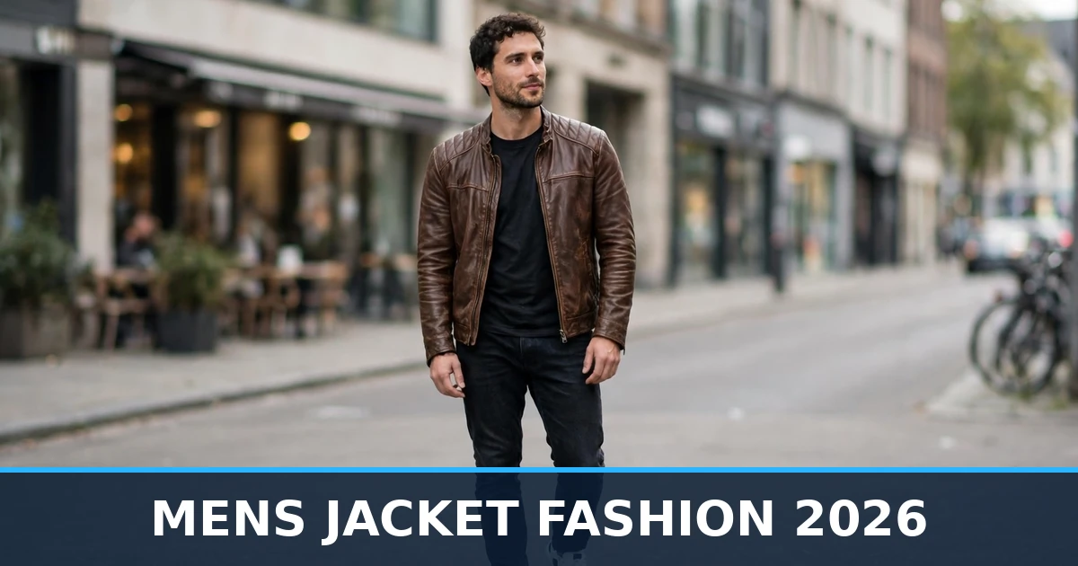 mens jacket fashion 2026 stylish brown leather jacket street style outfit