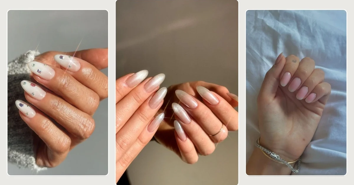 summer nail designs with soft white and pink manicures